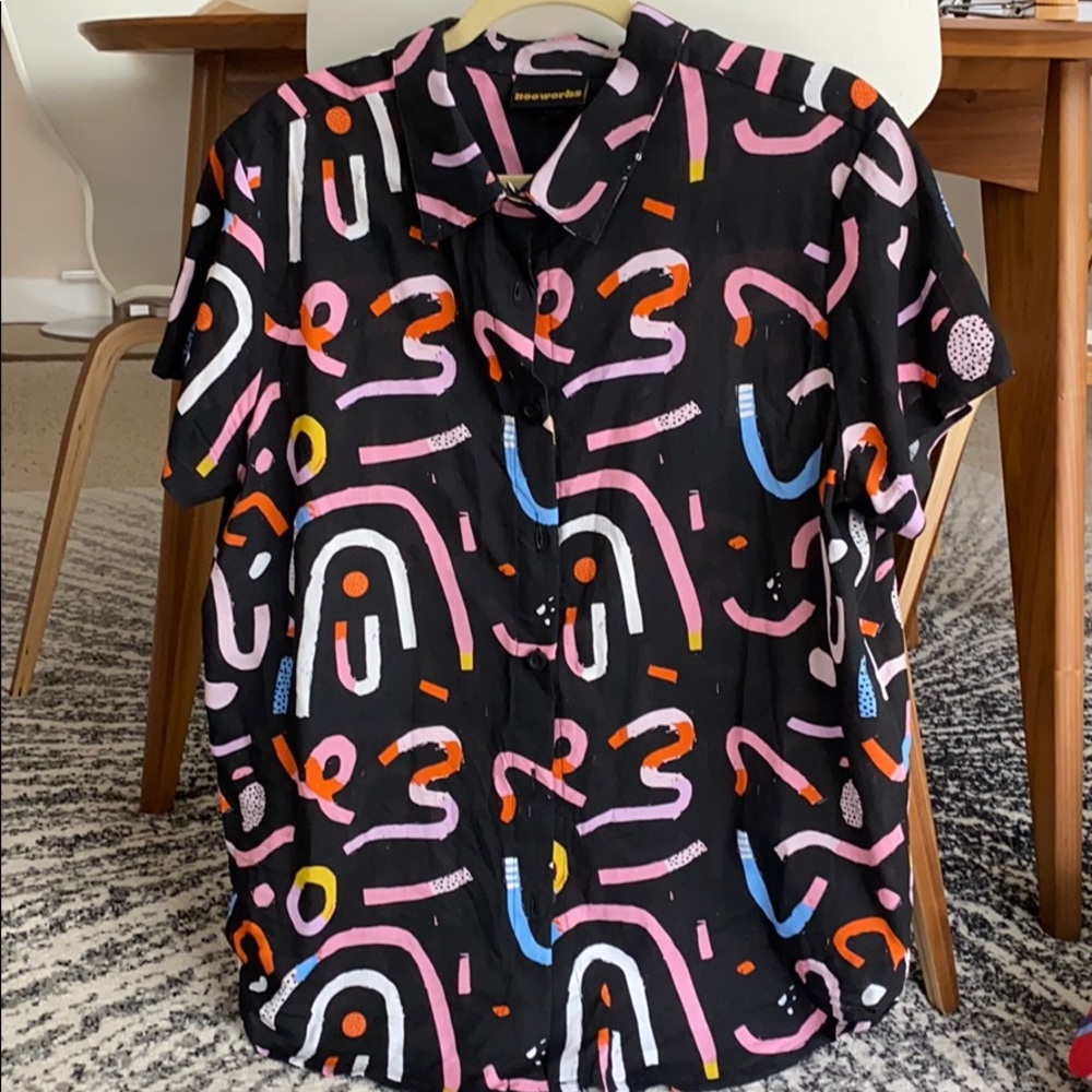 Nooworks blouse button down shirt candy print